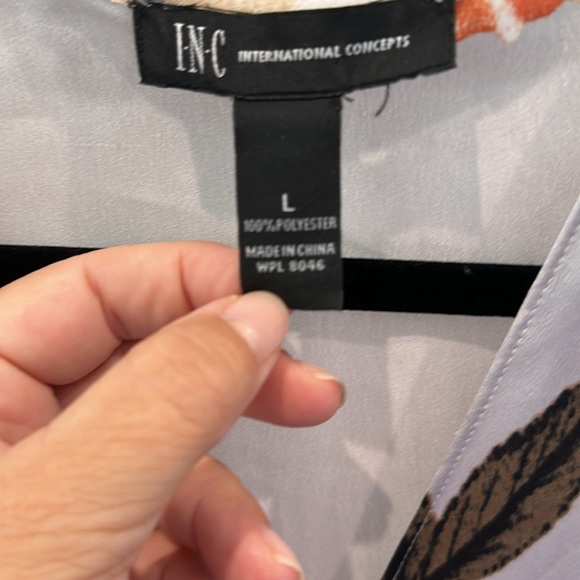 Large INC International Concepts crisscross grey blouse - Picture 3 of 6